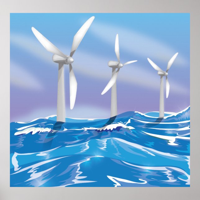 Póster Turbinas de energía eólica marina (Frente)