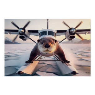Póster Turbo Prop Twin Engine Float Plane Bush Canadá