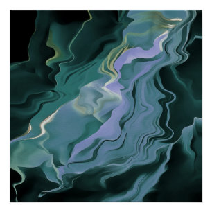 Póster Turbulencia azul Pour Acrílico Resumen de arte