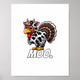 Póster Turco Cow Cstume Funny Moo De Acción De Gracias