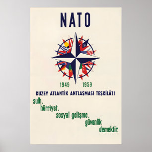 Póster turco de la OTAN 10 años de paz, libertad