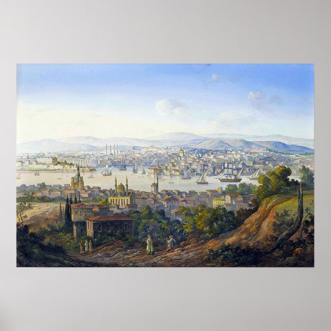 Póster Turcos Carlo Bossoli con vistas a Estambul (Frente)