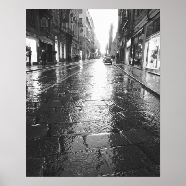 Póster Turín Italia, calle mojada de noche (Frente)