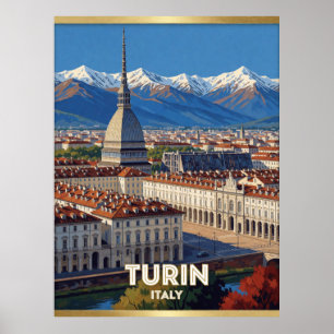 Póster Turín Italia Mole Antonelliana Escena de Viaje 🏛️