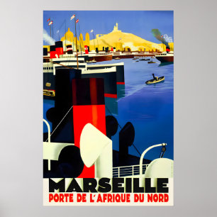 Póster Turismo Art Déco Viajes MARSELLA FRANCIA -Nuevo