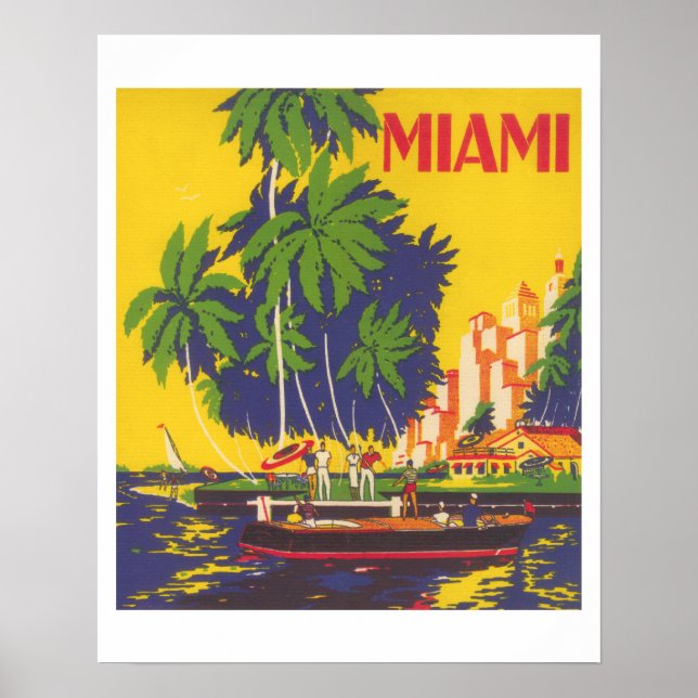 Póster Turismo de Miami Florida de los años 30 (Frente)