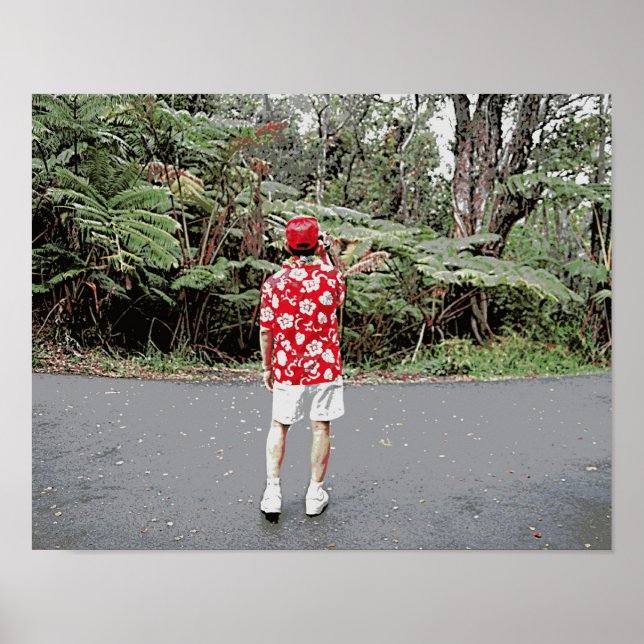 Póster Turista en una camiseta hawaiana (Frente)