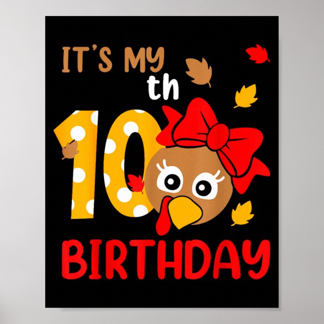 Póster Turkey 10th Birthday Autumn Thanksgiving Party Boy (Frente)