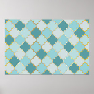 Póster Turkish Mosque Window Seamless Pattern. Ramadan mu