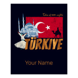 Póster Türkiye Istanbul Vintage Flag Turkey Souvenir