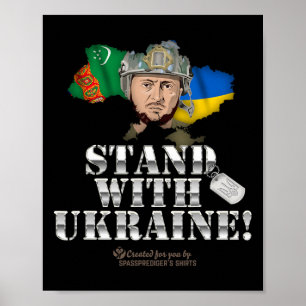 Póster Turkmenistán Apoya A Ucrania Bandera De Zelensky T