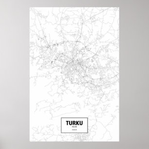 Póster Turku, Finlandia (negro sobre blanco)