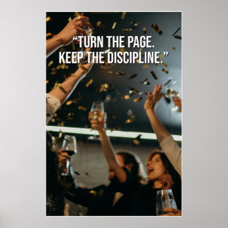 Póster Turn the Page Keep the Discipline Motivation Poste