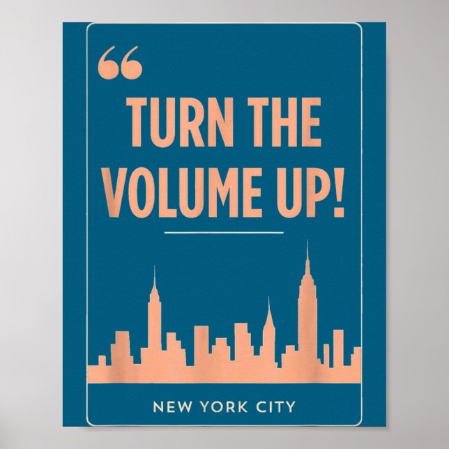 Póster Turn The Volume Up Nyc Skyline Zohran Mamdani For  (Frente)