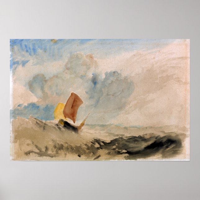 Póster Turner - Mar duro de pedazos de mar con barco de p (Frente)