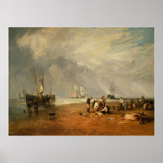 Póster Turner - Mercado de Pescado en Hastings Beach (Frente)