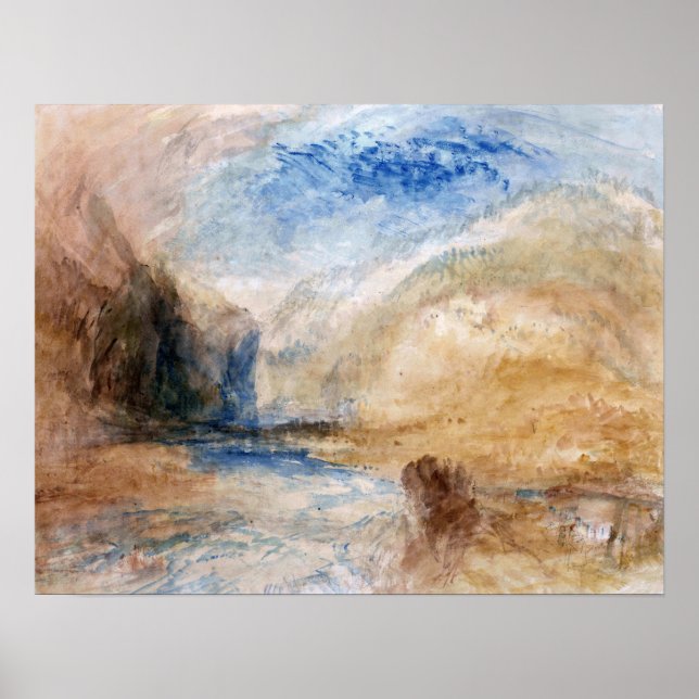 Póster Turner - Paisaje de montaña con lago (Frente)