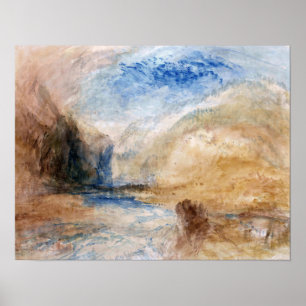 Póster Turner - Paisaje montañoso con lago