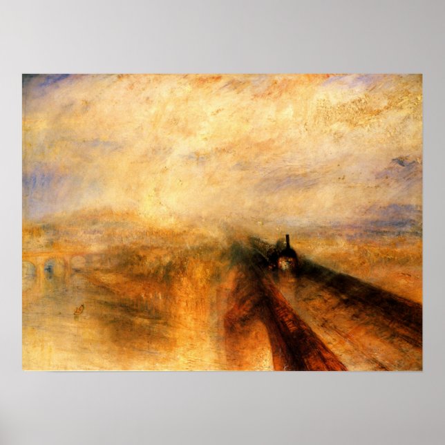 Póster Turner - Vapor de lluvia y velocidad Gran Ferrocar (Frente)