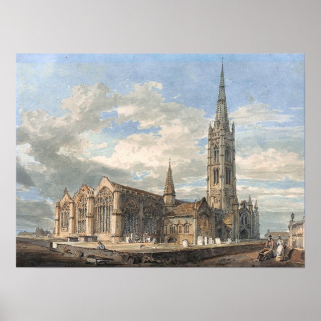 Póster Turner - Vista noreste de la iglesia de Grantham (Frente)