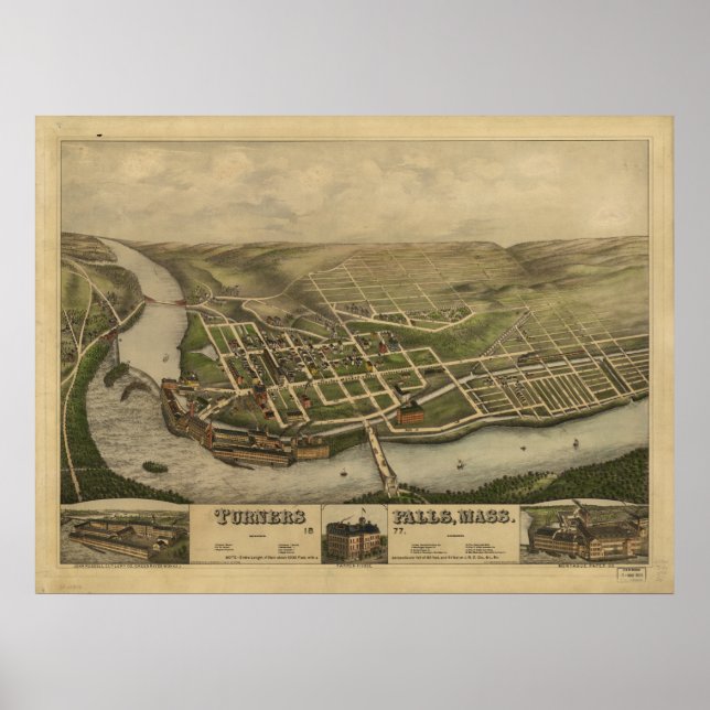 Póster Turners Cae de Massachusetts Panorámico Antiguo 18 (Frente)
