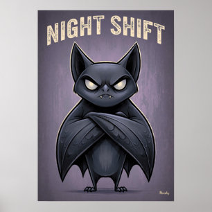 Póster Turno de Noche – Personaje de Dibujos Animados de