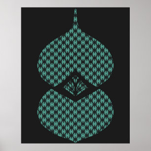 Póster Turquesa geométrica moderna de mediados de siglo