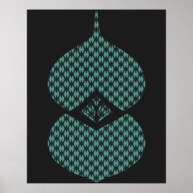 Póster Turquesa geométrica moderna de mediados de siglo (Frente)