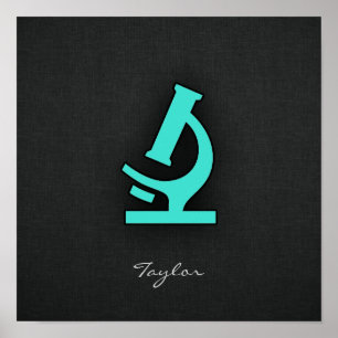 Póster Turquesa; microscopio verde azul