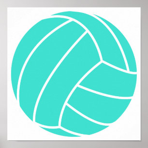 Póster Turquesa; voleibol verde azul