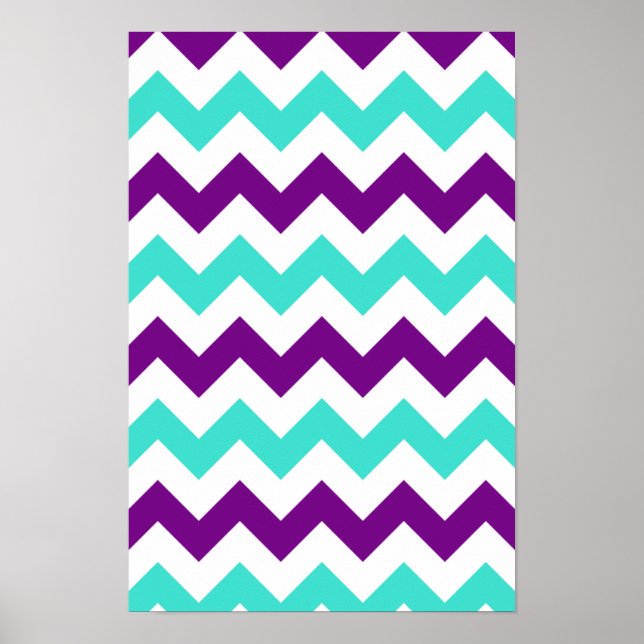 Póster Turquesa y morado zigzag (Frente)