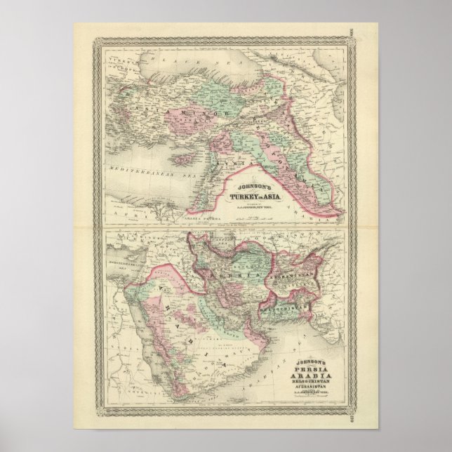 Póster Turquía en Asia, Persia, Arabia, Beluchistán (Frente)