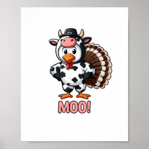 Póster Turquía En Vacas, Moo Gracioso Día De Acción De Gr