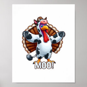 Póster Turquía En Vacas, Moo Gracioso Día De Acción De Gr