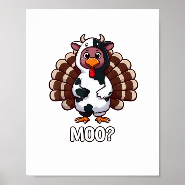Póster Turquía En Vacas, Moo Gracioso Día De Gracias _2_1 (Frente)