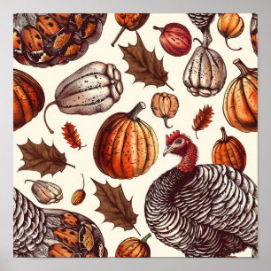 Póster Turquía estética y patrón Gourd