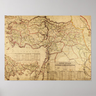 Póster Turquía, Imperio Otomano, Mapa PanorámicoTurquía