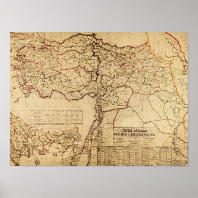 Póster Turquía, Imperio Otomano, Mapa PanorámicoTurquía (Frente)