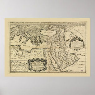 Póster Turquía, Mapa del Imperio Otomano (1680)