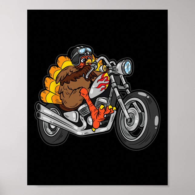 Póster Turquía monta en motocicleta Día de Acción de Grac (Frente)
