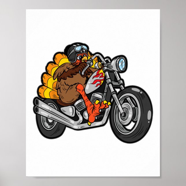Póster Turquía monta en motocicleta Día de Acción de Grac (Frente)
