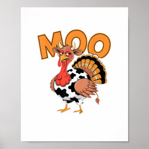 Póster Turquía Moo Cow Costume Gracioso Día de Gracias Tu