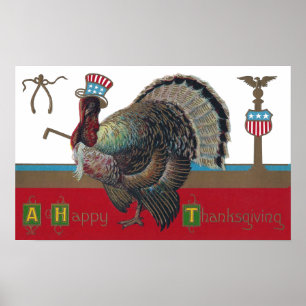 Póster Turquía que lleva acción de gracias patriótica del