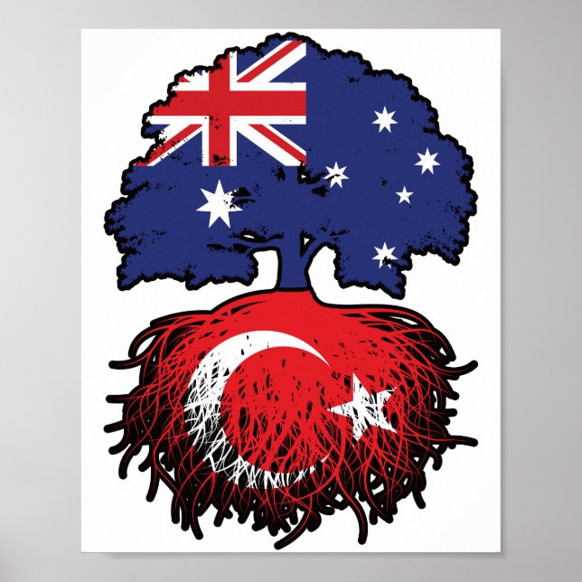 Póster Turquía raíces turcas australianas de árboles (Frente)