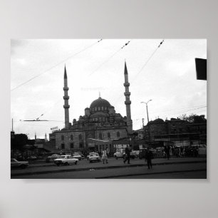 Póster Turquía vintage Estambul La mezquita Yeni Camii