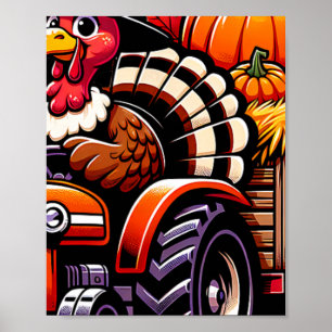 Póster Turquía Y Tractores Niños Chicas Agradecimientos H
