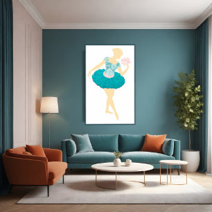 Póster Turquoise Ballerina y el Rosa del Diamante
