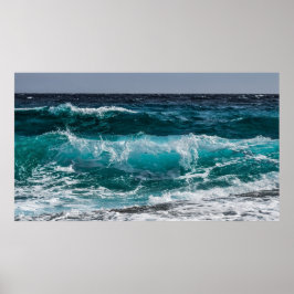 Póster Turquoise Blue Ocean Waves