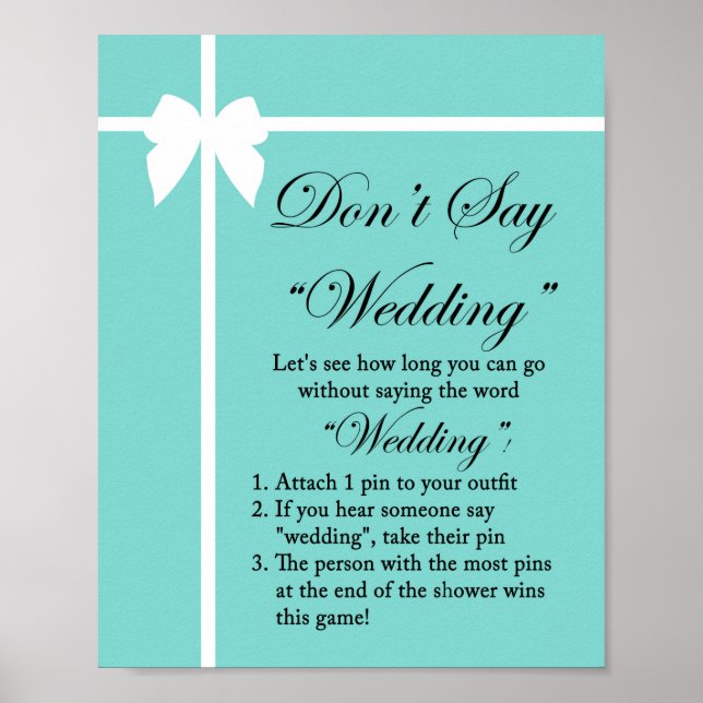Póster Turquoise Bridal Shower Game Rótulo Aqua (Frente)