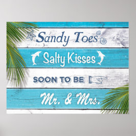 Póster Turquoise Sandy Toes Salty Kisses Sr. y Sra. Poste
